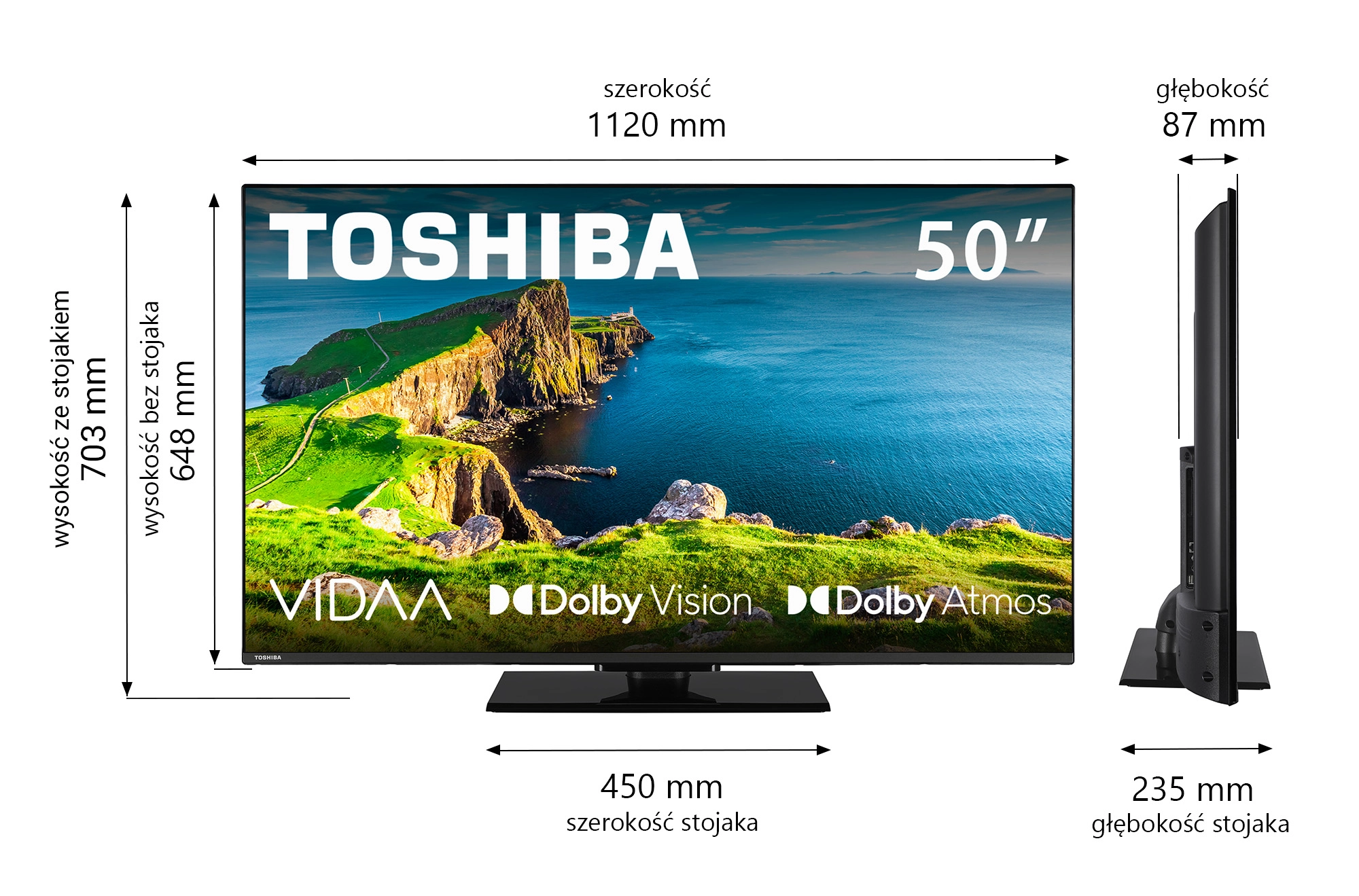Telewizor Toshiba 50UV3F63DG 50" LED 4K Smart TV VIDAA Dolby Vision Dolby Atmos HDMI 2.1 DVB-T2
