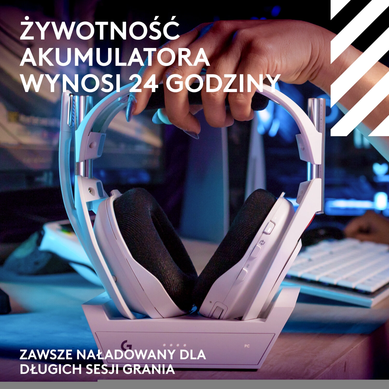 Słuchawki przewodowe z mikrofonem Logitech Astro A50 (Gen 5) Lightspeed Nauszne Biały