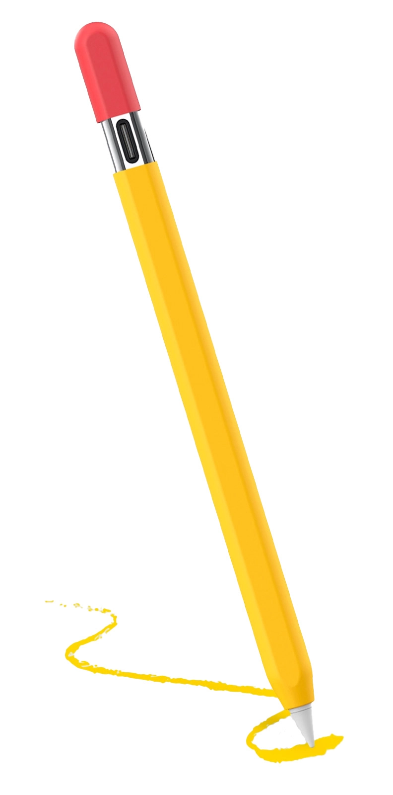 Skórka DooDroo do Apple Pen USB-C Żółty + 5 Nasadek