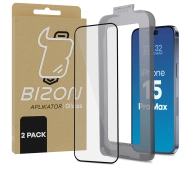 Bizon z ramką montażową Bizon Glass Aplikator do iPhone 15 Pro Max 2 sztuki