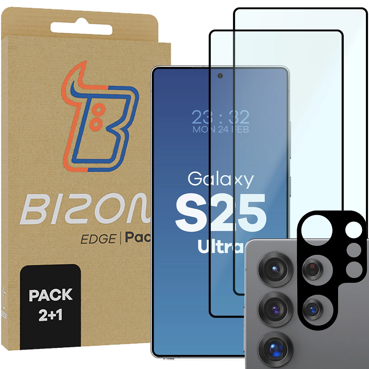 Zestaw ochronny Bizon 2x Szkło + szybka na aparat Edge 2 Pack do Galaxy S25 Ultra