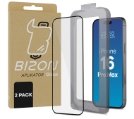 Bizon z ramką montażową Bizon Glass Aplikator do iPhone 16 Pro Max 2 sztuki