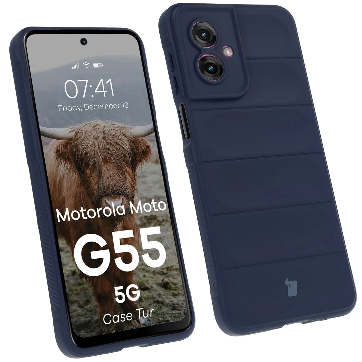 Etui Bizon Tur do Motorola Moto G55 5G Granatowy