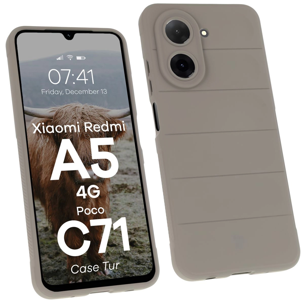 Etui Bizon Tur do Xiaomi Redmi A5 4G/POCO C71 4G Jasnoszary