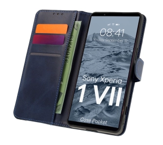 Etui Bizon z klapką Pocket do Sony Xperia 1 VII Granatowy