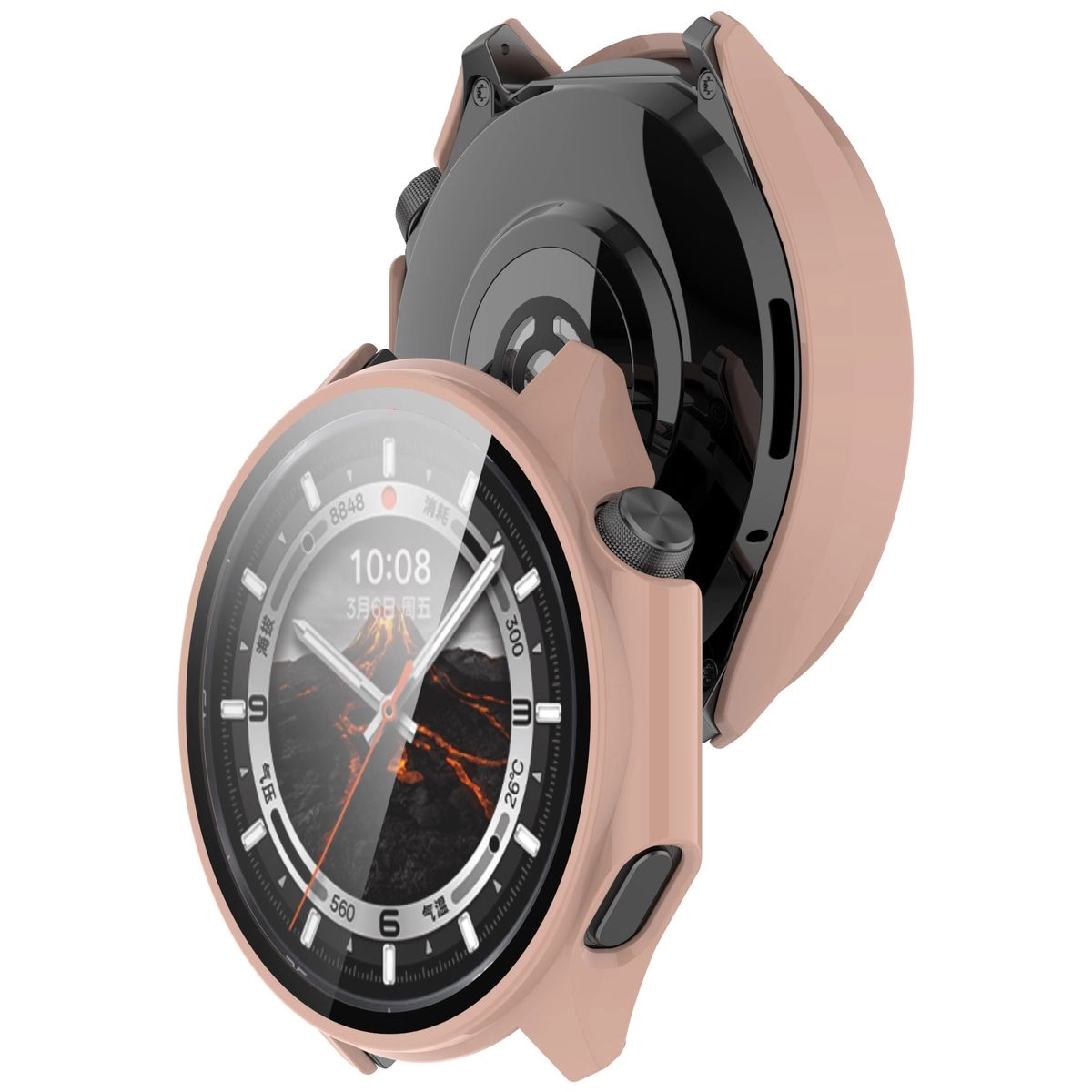 Nakładka na tarczę Bizon ze szkłem do OnePlus Watch 3 / Oppo Watch X2 różowy