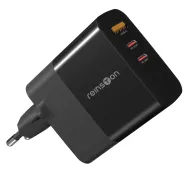 Reinston GaN USB-A 2x USB-C 65W Czarny
