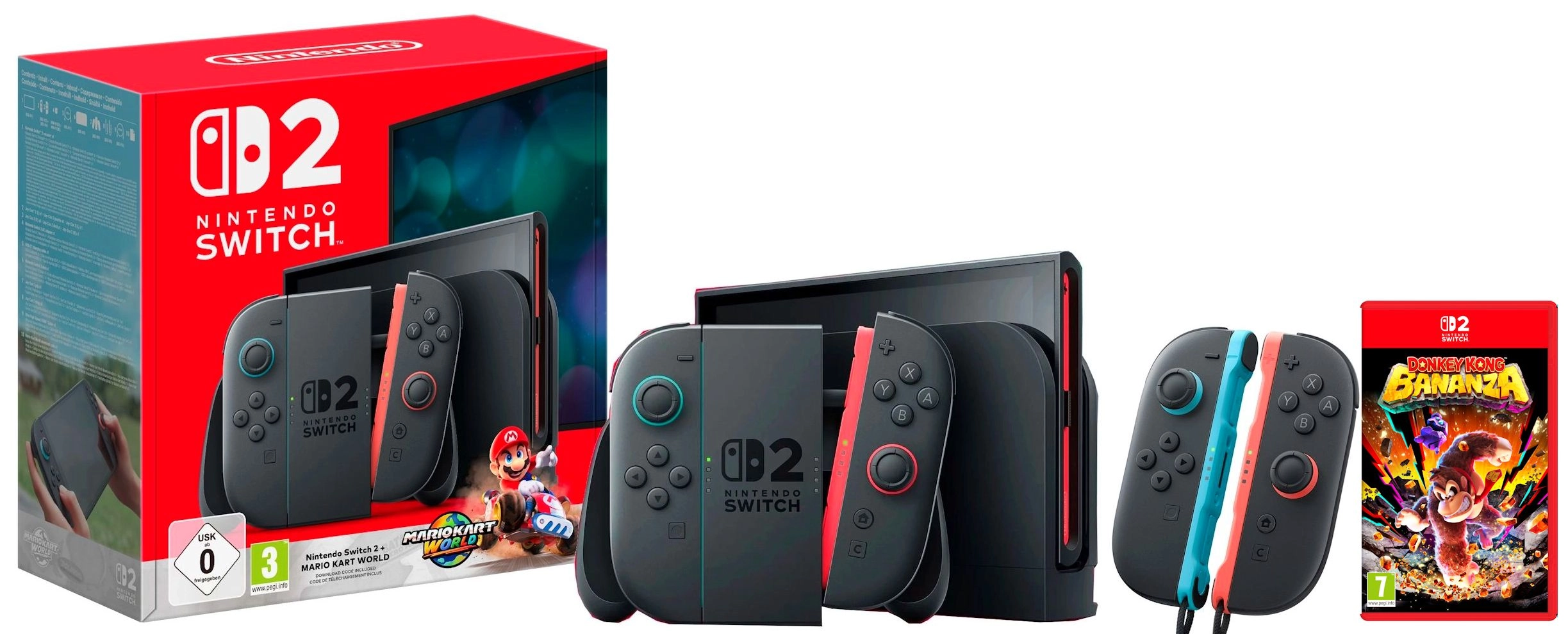 Konsola Nintendo Switch 2 Joy-Con Czarny + Mario Kart World + Donkey Kong Bananza + Joy-Con 2 Pair (2szt)