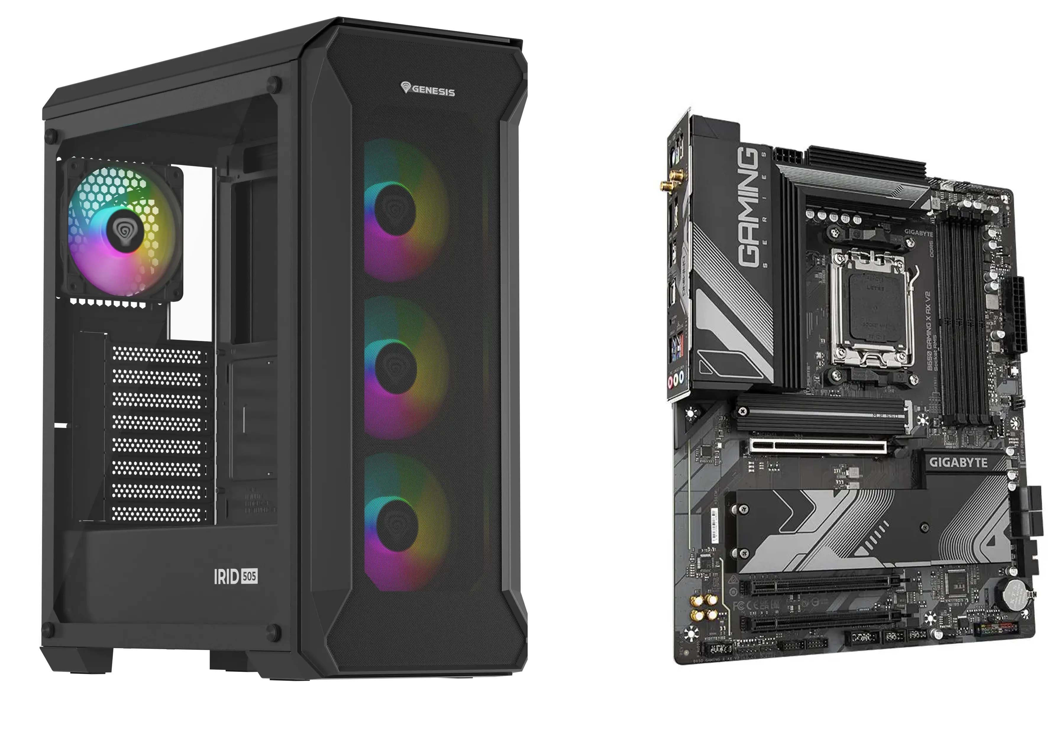 Obudowa Genesis Irid 505 V2 ARGB Czarny + B650 GAMING X AX V2