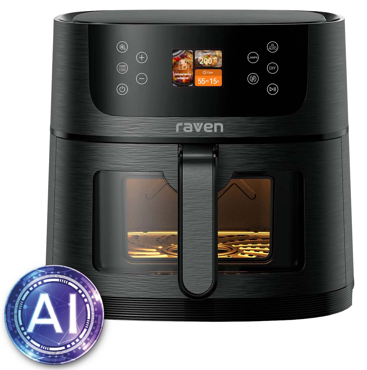 Air fryer Raven Frytownica niskotłuszczowa EFN010 AI z rozpoznawaniem potraw 25 programów automatycznych 1800W
