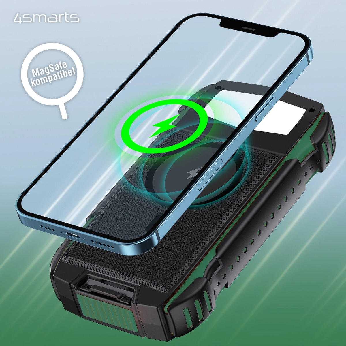 Powerbank solarny 4smarts TitanPack Rugged UltiMag 20000mAh 20W Czarno-zielony