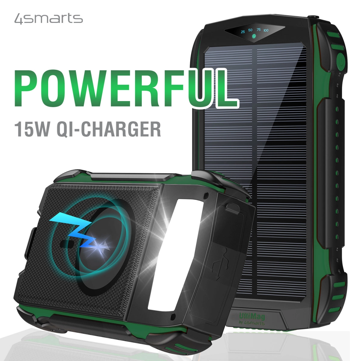 Powerbank solarny 4smarts TitanPack Rugged UltiMag 20000mAh 20W Czarno-zielony