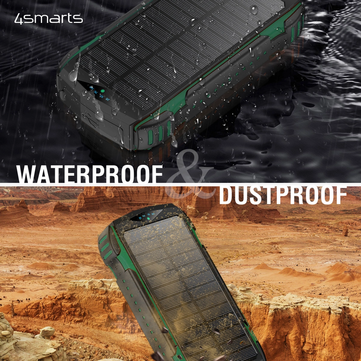 Powerbank solarny 4smarts TitanPack Rugged UltiMag 20000mAh 20W Czarno-zielony