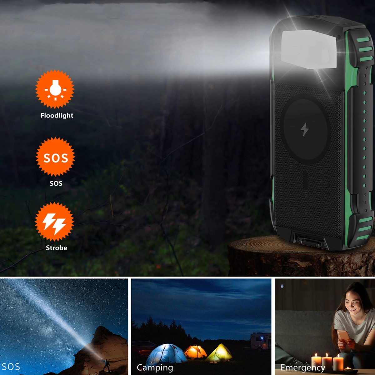 Powerbank solarny 4smarts TitanPack Rugged UltiMag 20000mAh 20W Czarno-zielony