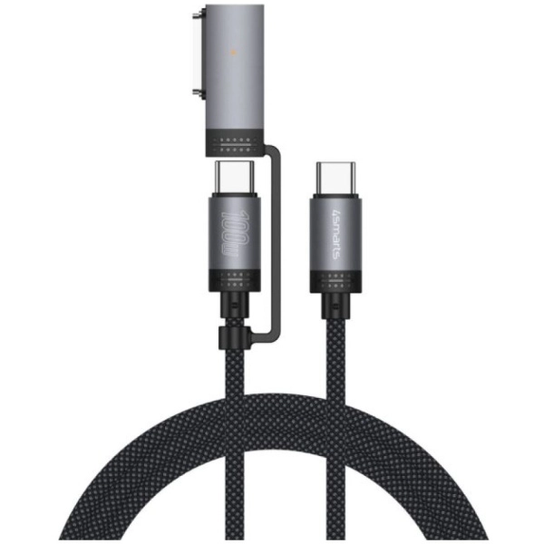 Kabel 4smarts USB-C 100W 2m z adapterem MagSafe Czarny