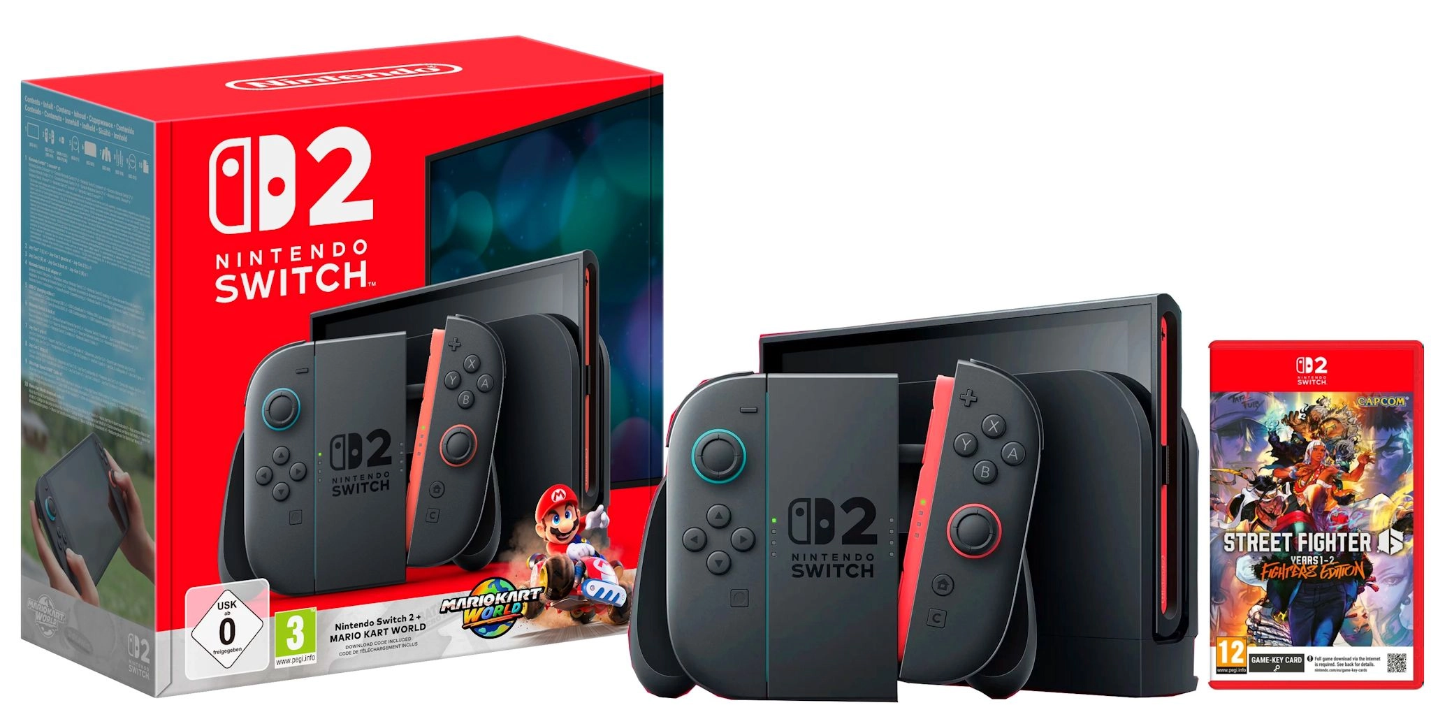 Konsola Nintendo Switch 2 Joy-Con Czarny + Mario Kart World + Street Fighter 6 Years 1-2 Fighters Edition