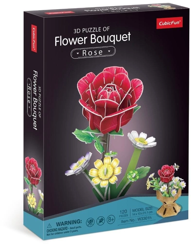 Puzzle 3D Bukiet kwiatów - róże 120 elementów