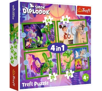 Puzzle 4w1 Świat Smoka Diplodoka 35/48/54/70 elementów