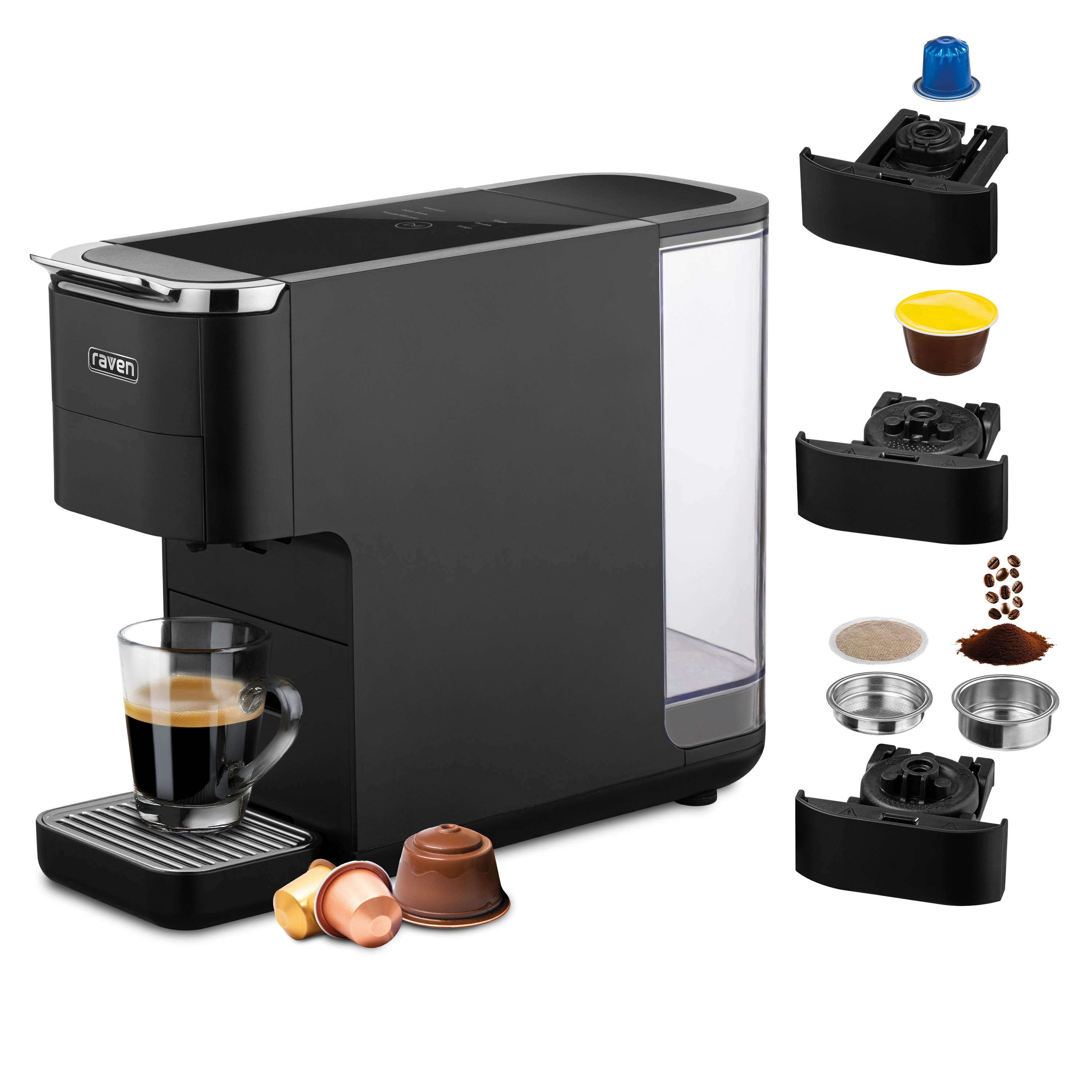 Ekspres Raven EEK001C Czarny 3 adaptery do kawy