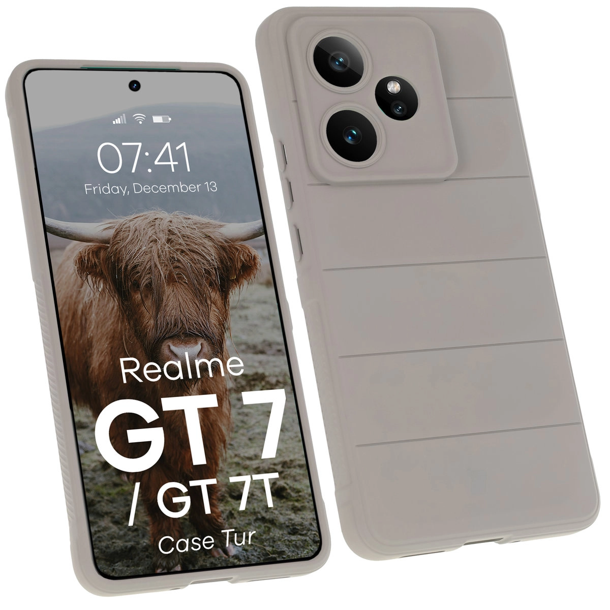 Etui Bizon Tur do Realme GT 7 / Realme GT 7T Jasnoszary