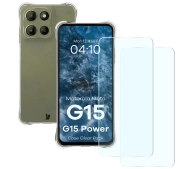 Bizon elastyczne etui Salpa + 2x szkło hartowane Clear Pack do Motorola Moto G15 / Motorola Moto G15 Power