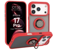 Bizon z uchwytem na palec Hybrid Ring do Apple iPhone 17 Pro Przydymione z Czerwoną ramką