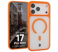 Bizon MatteO z MagSafe do iPhone 17 Pro Max Półprzezroczyste z pomarańczową ramką