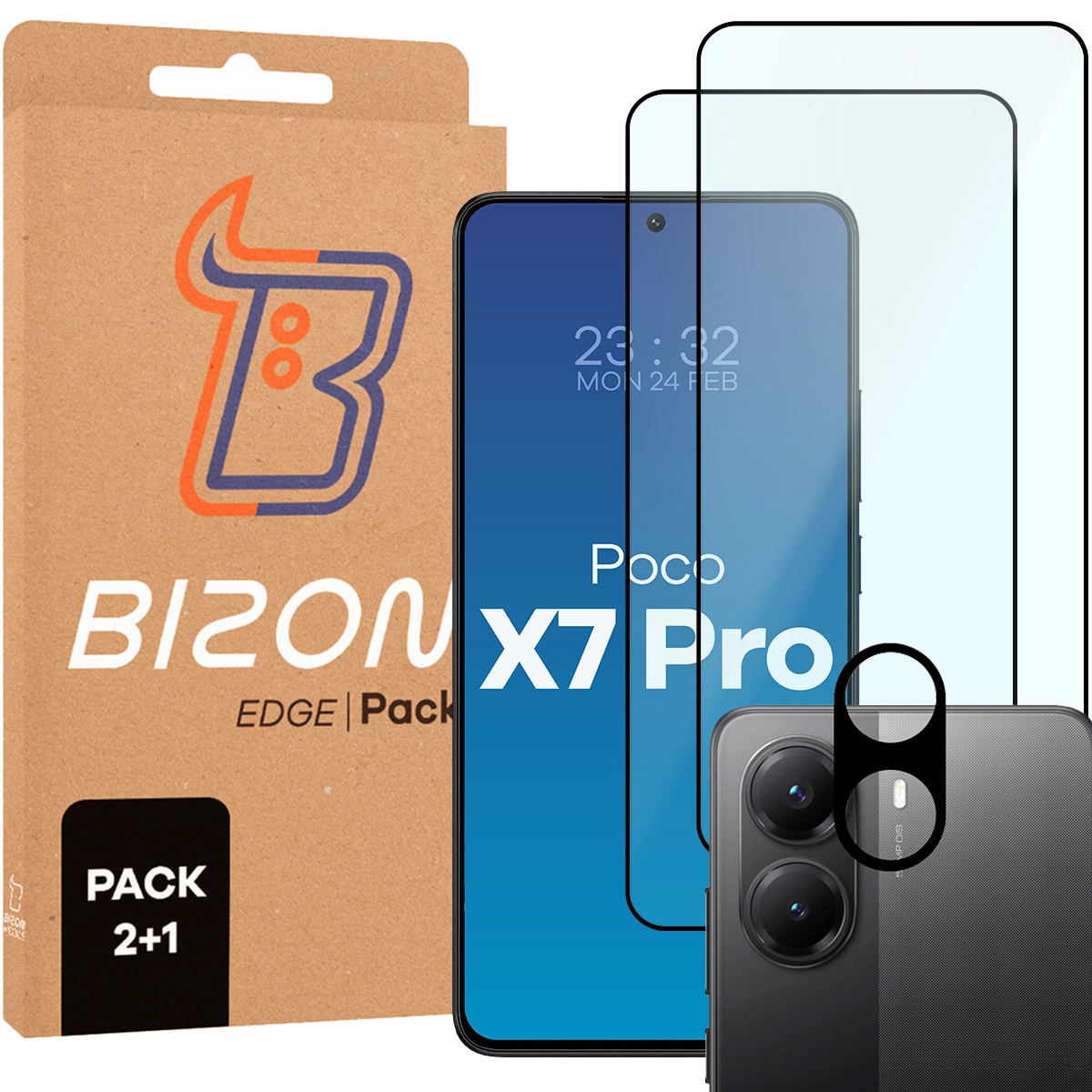 Zestaw ochronny Bizon 2x szkło + szybka na aparat Edge 2 Pack do Xiaomi POCO X7 Pro