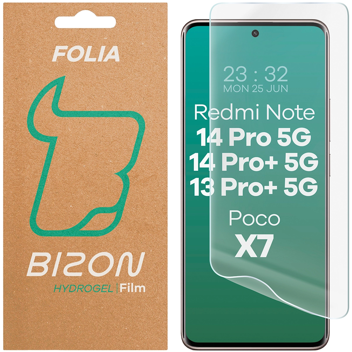 Folia hydrożelowa Bizon na ekran Hydrogel Front do Xiaomi Redmi Note 13 Pro+ 5G / Xiaomi Redmi Note 14 Pro 5G / 14 Pro+ 5G 1 szt
