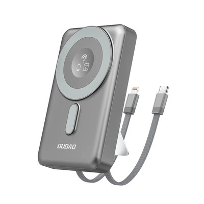 Powerbank Dudao K29 10000mAh Wbudowany kabel USB-C Lightning MagSafe 20W Szary