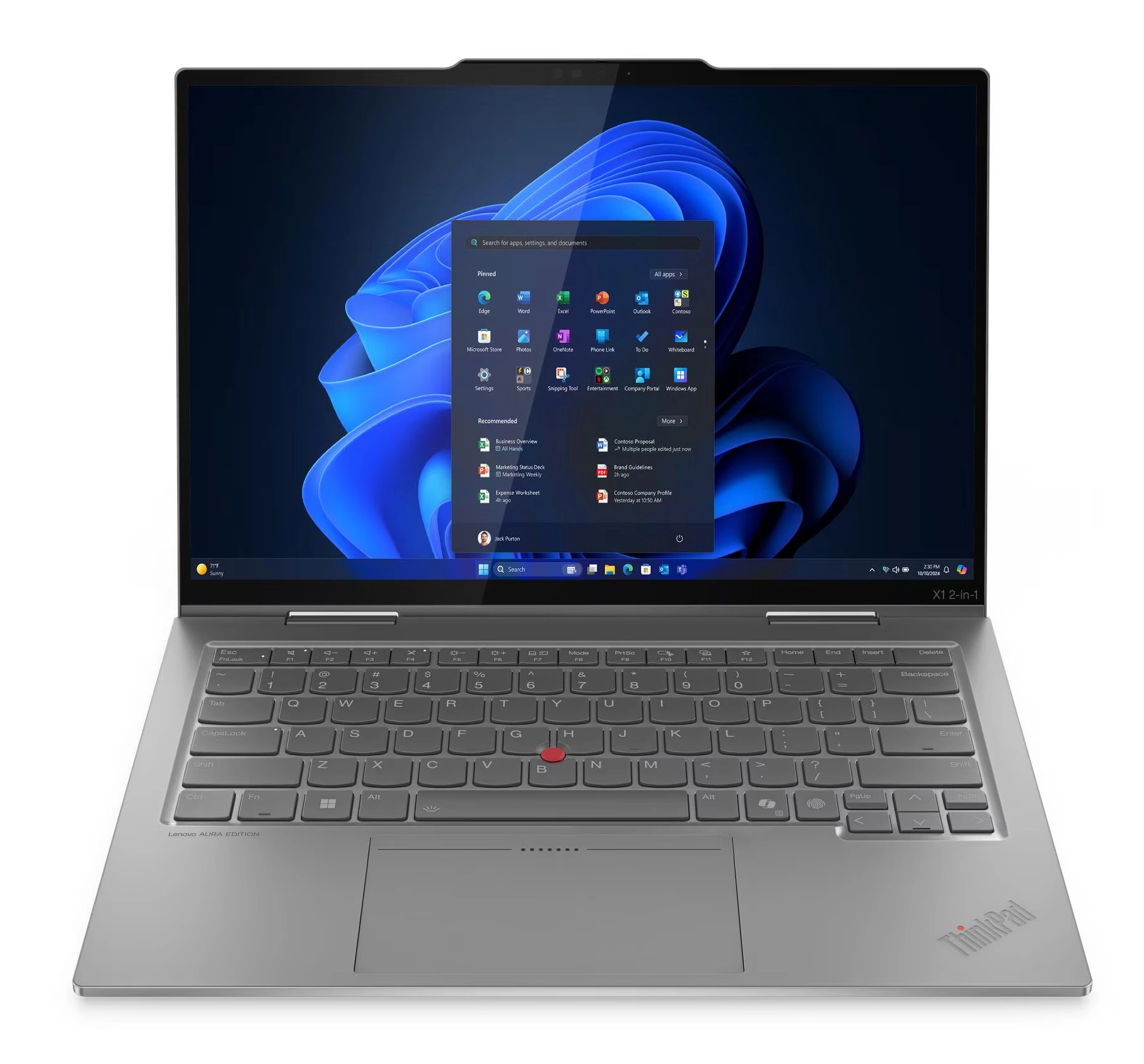 Laptop 2w1 Lenovo ThinkPad X1 2-in-1 Gen 10 Aura Edition OLED 14" Ultra 7 258V 32GB RAM 1TB Dysk SSD Win11 Pro Szary Funkcje AI