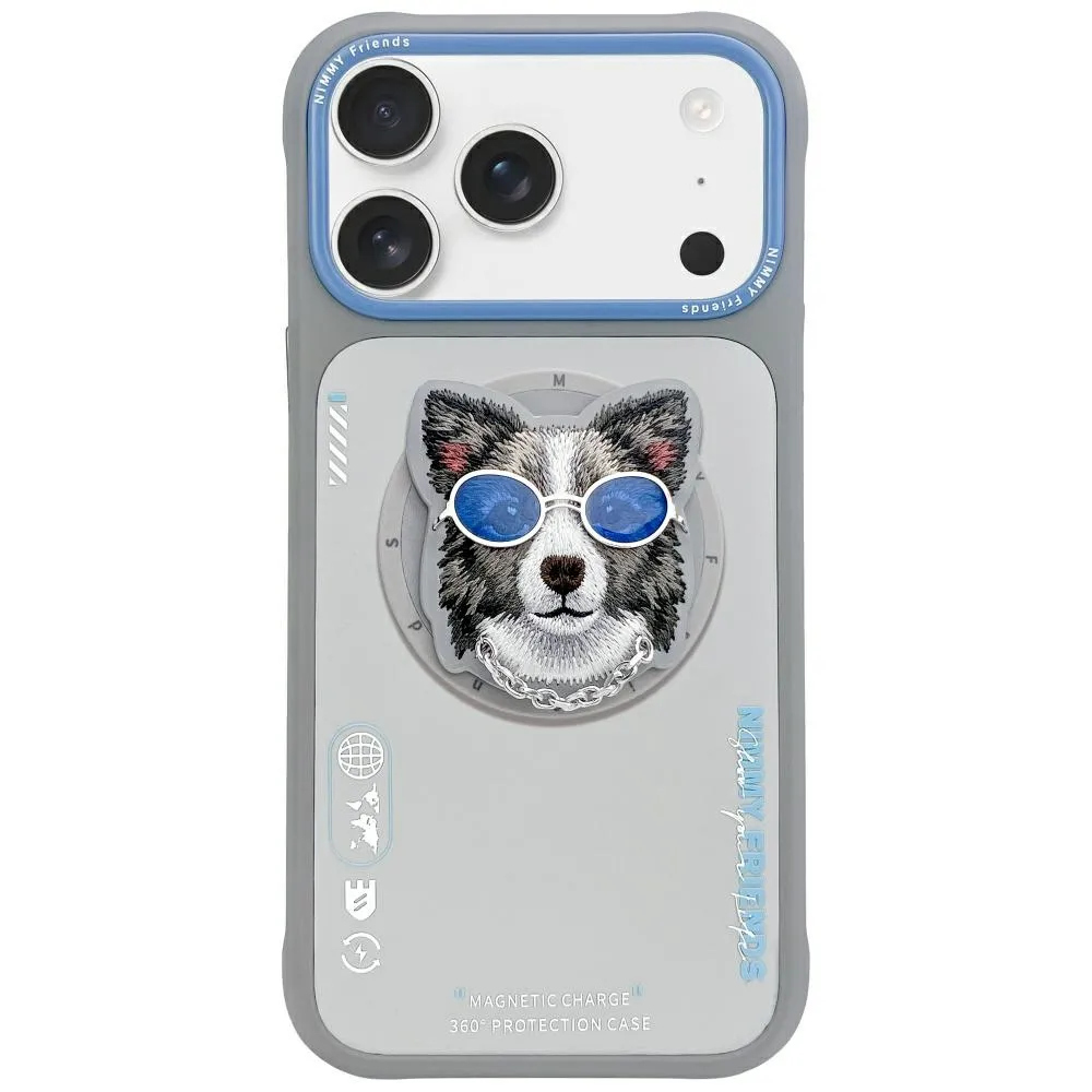 Etui Nimmy Glasses Cool Dog MagSafe do iPhone 17 Pro Max Szary