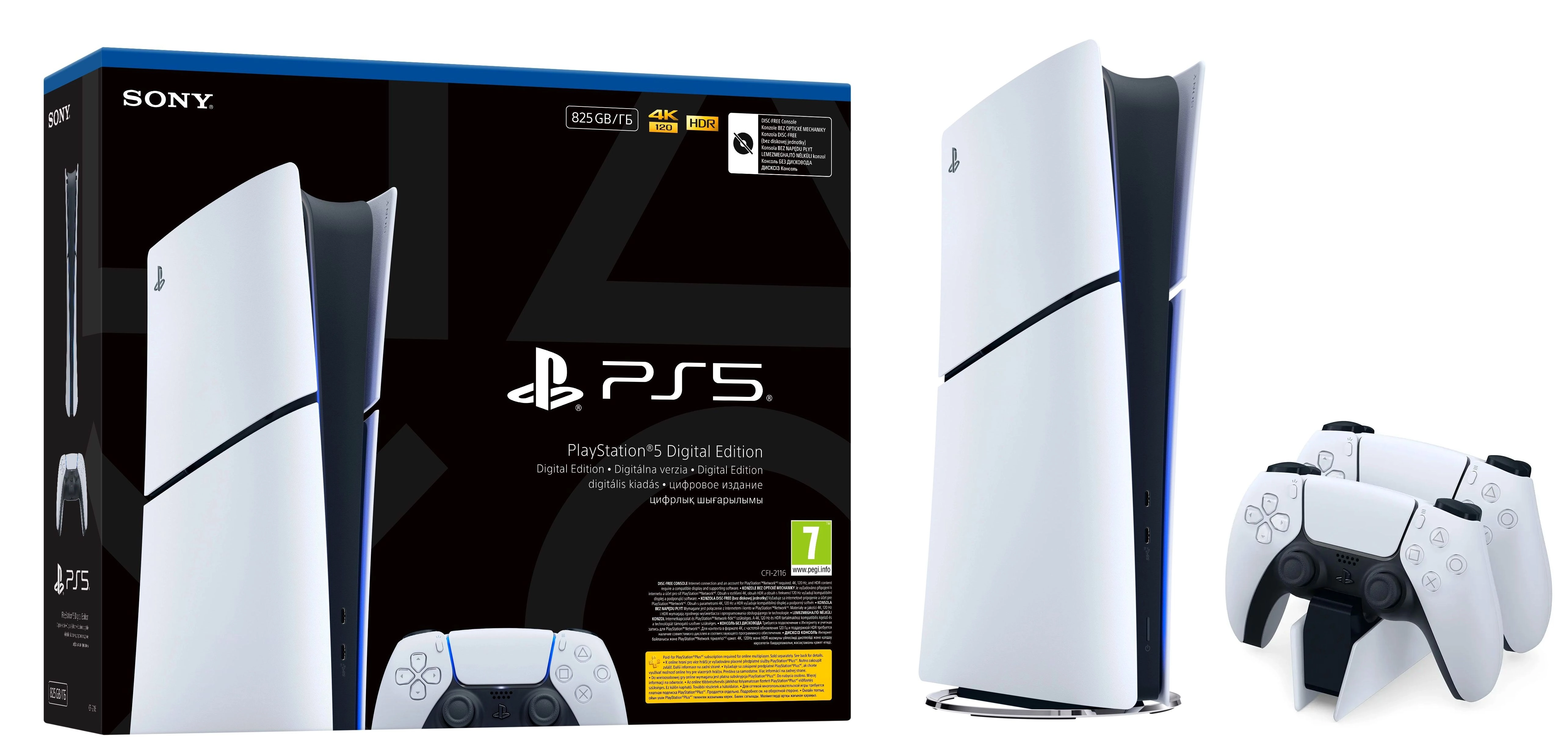 Konsola Sony PlayStation 5 Digital Slim E Chassis (PS5) 825GB + Dodatkowy Pad + Stacja Ładowania DualSense