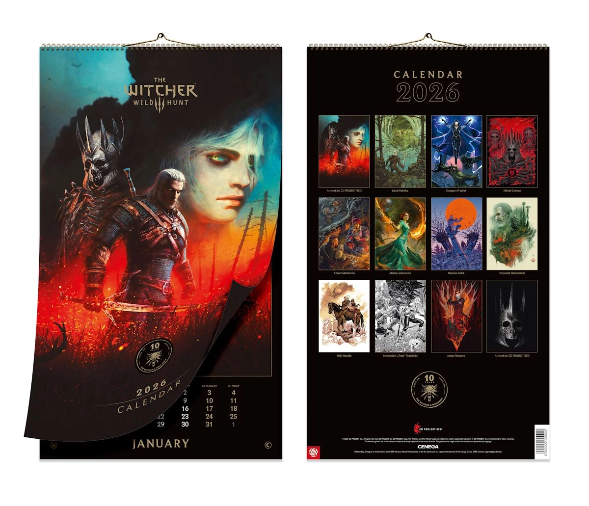 Kalendarz Cenega Wiedźmin 3 10th Anniversar Calendar 2026