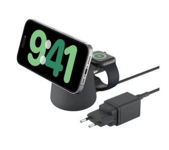 Ładowarka indukcyjna Belkin 2w1 Qi2 15W do iPhone AppleWatch AirPods Grafitowy