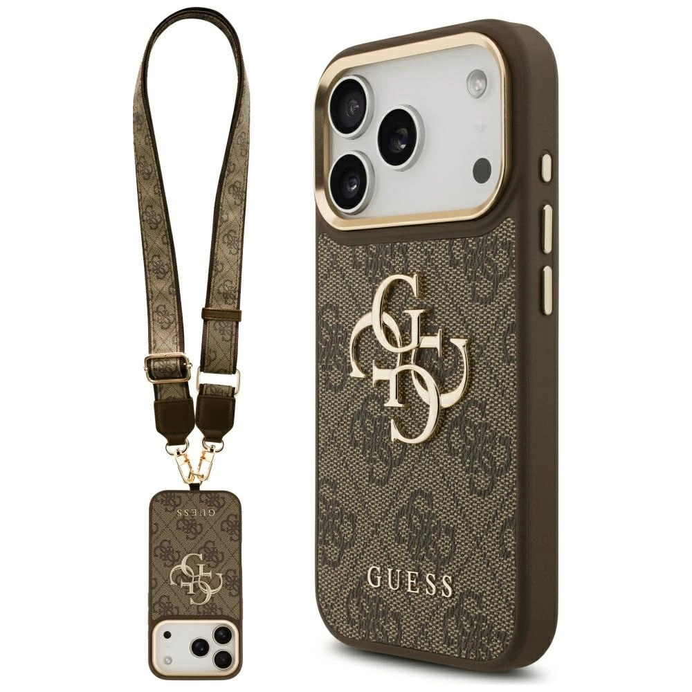Etui Guess Big 4G Classic Logo Big Strap Metal Buttons do iPhone 17 Pro Brązowy