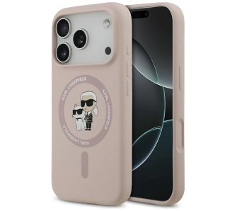 Etui Karl Lagerfeld Silicone Karl&Choupette Ring MagSafe do iPhone 17 Pro Różowy
