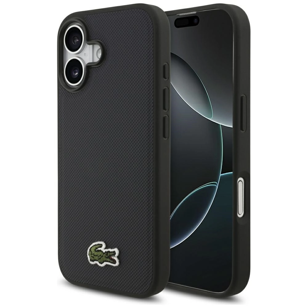 Lacoste Iconic Petit Pique Woven Logo MagSafe do iPhone 17 Granatowy