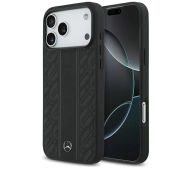 Mercedes-Benz Leather Laurel Leaves Stripes MagSafe do iPhone 17 Pro Max czarny