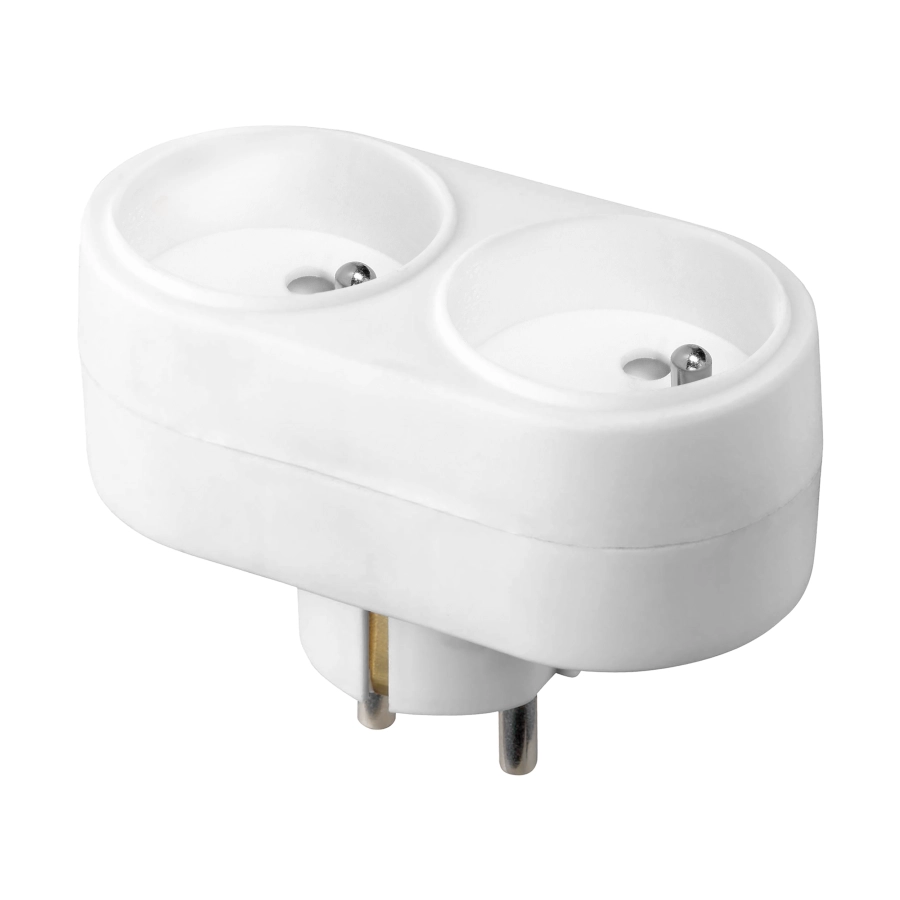 Rozgałęziacz Orno OR-AE-13270/W Owalny French, 2 gniazda Biały