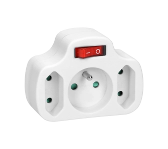 Rozgałęziacz Orno OR-AE-13191 z włącznikiem 3 gniazda Biały