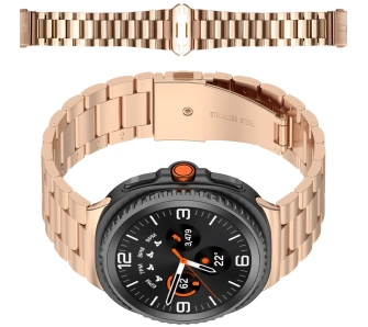 Bransoleta Bizon ze stali nierdzewnej Aura do Galaxy Watch 8 40/44mm Galaxy Watch 8 Classic 46mm Różowo-złoty