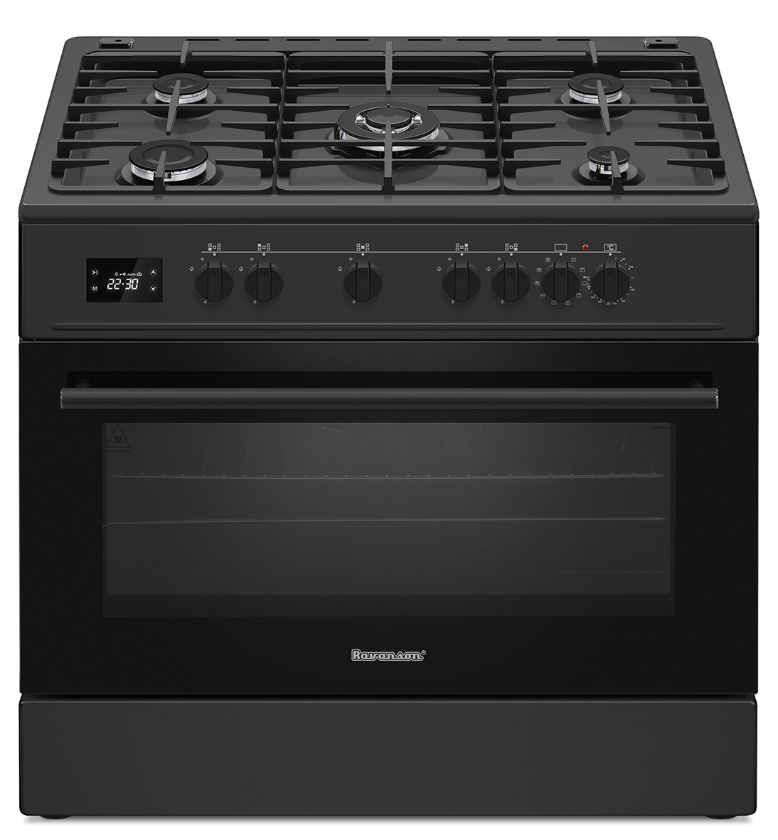 Kuchnia gazowo-elektryczna Ravanson KWGEK90A BL Termoobieg Rożen