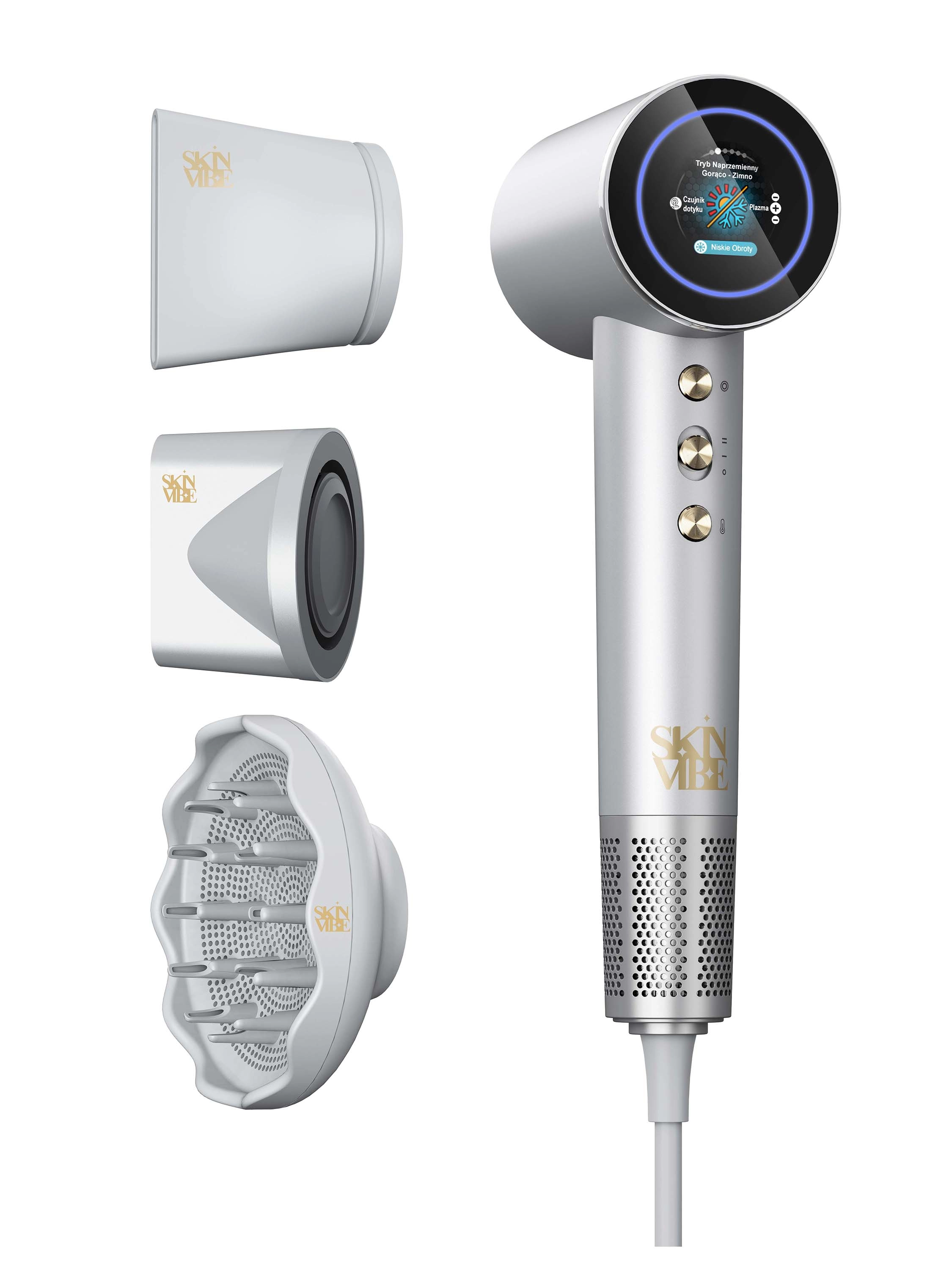 Suszarka do włosów SkinVibe Aurea Family X Plasma SV-001SL Jonizacja Dyfuzor Zimny nawiew 1600W 2 prędkości 4 temperatury