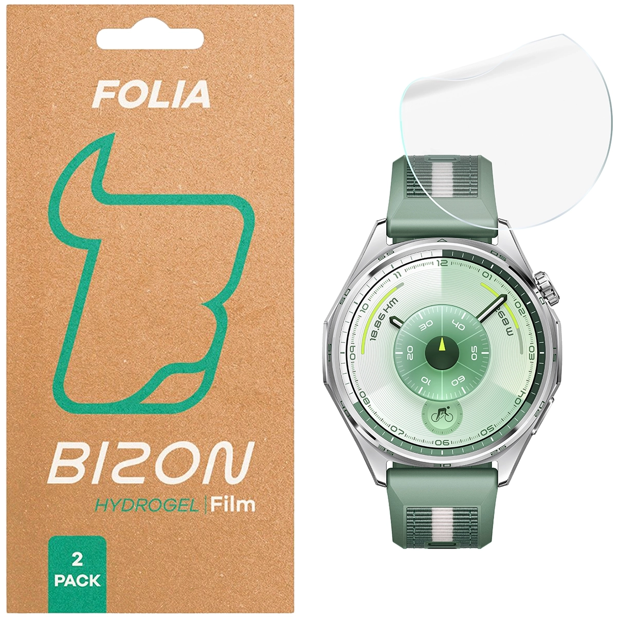 Folia ochronna Bizon Watch Hydrogel Duo do Huawei Watch GT6 46mm 2 sztuki