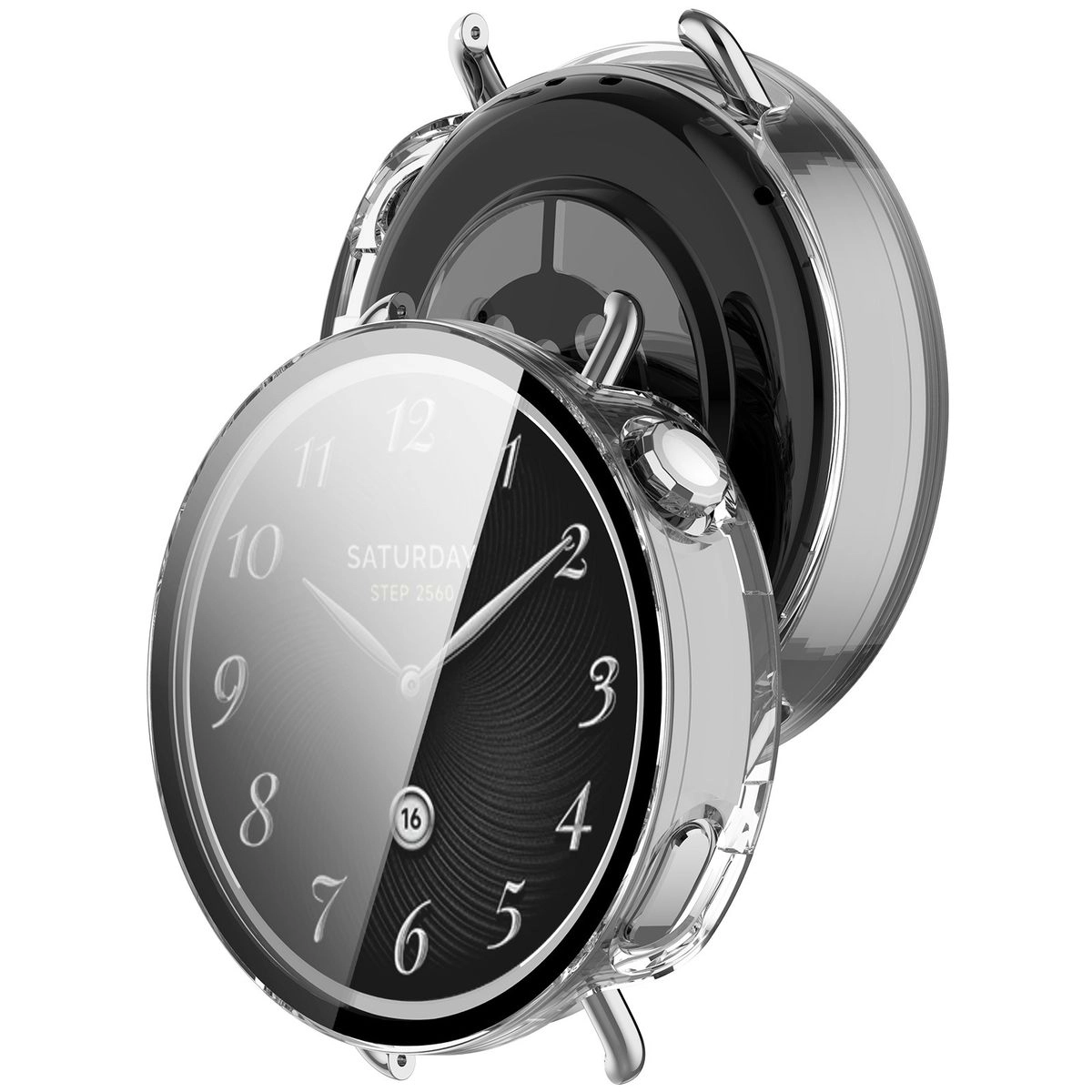 Nakładka na tarczę Bizon ze szkłem do Xiaomi Watch S4 41mm Przezroczysty