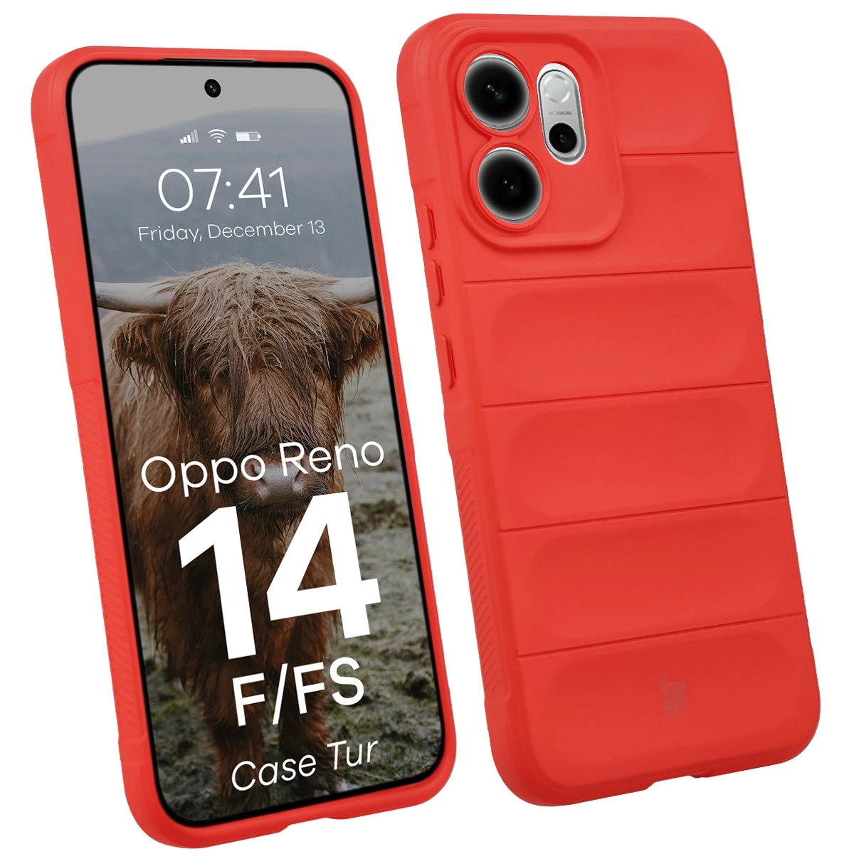 Etui Bizon Pancerne Tur do Oppo Reno 14 F / FS Czerwony