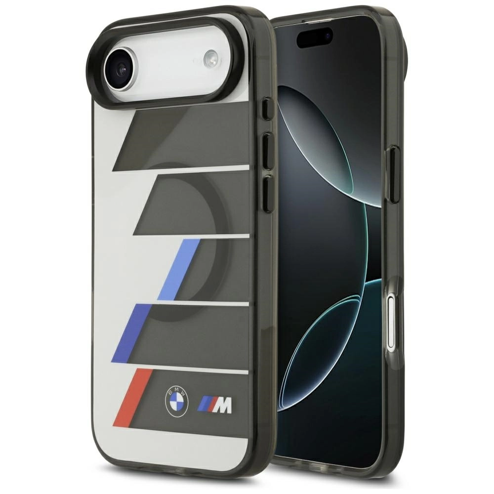 Etui BMW M IML Metal Buttons Tricolor Lines MagSafe do iPhone Air Antracyt