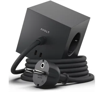 Kostka Avolt 3 gniazda 2x USB-C 1,8m Czarny