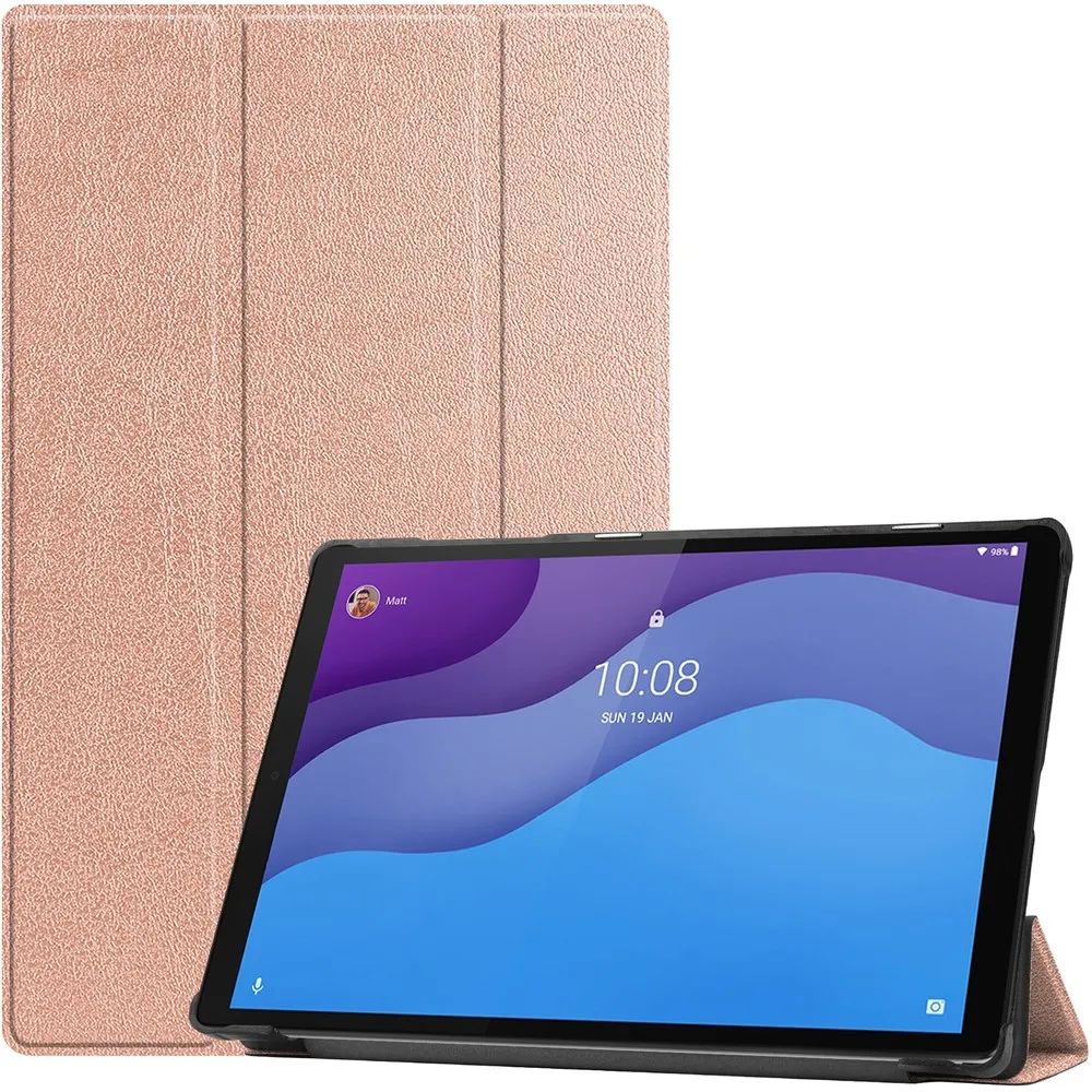 Etui na tablet Bizon Case Tab Croc z klapką do Lenovo Tab M10 Gen 2 Różowozłoty
